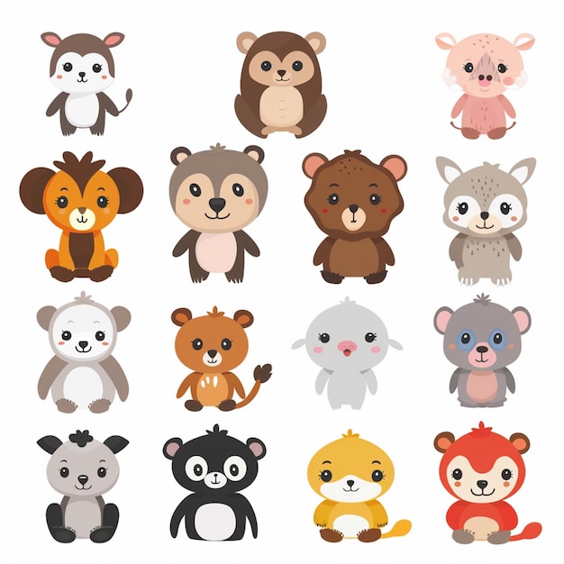 illustration character vector cute animal cartoon happy set design baby graphic funny is