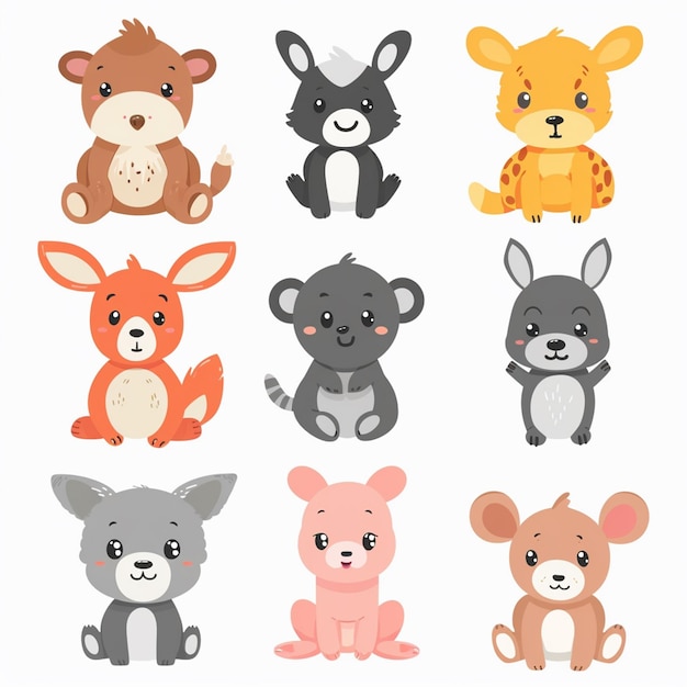 illustration character vector cute animal cartoon happy set design baby graphic funny is