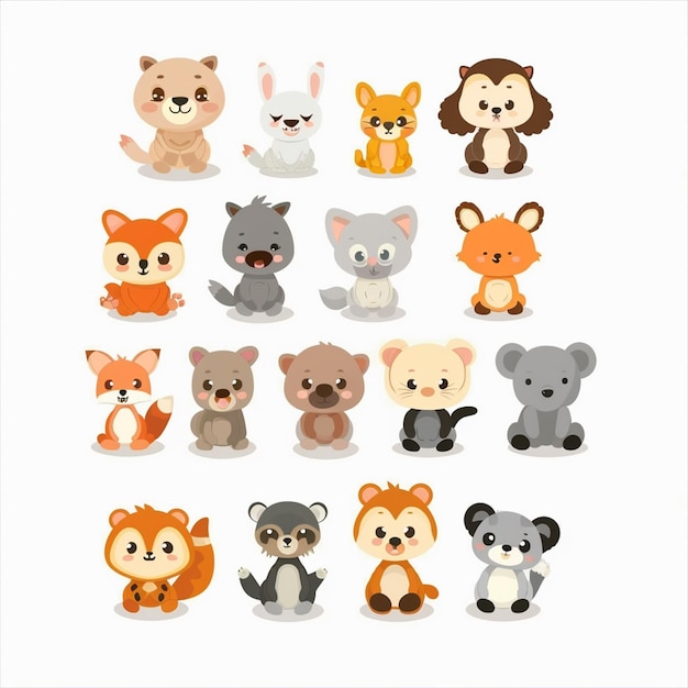 Vector illustration character vector cute animal cartoon happy set design baby graphic funny is