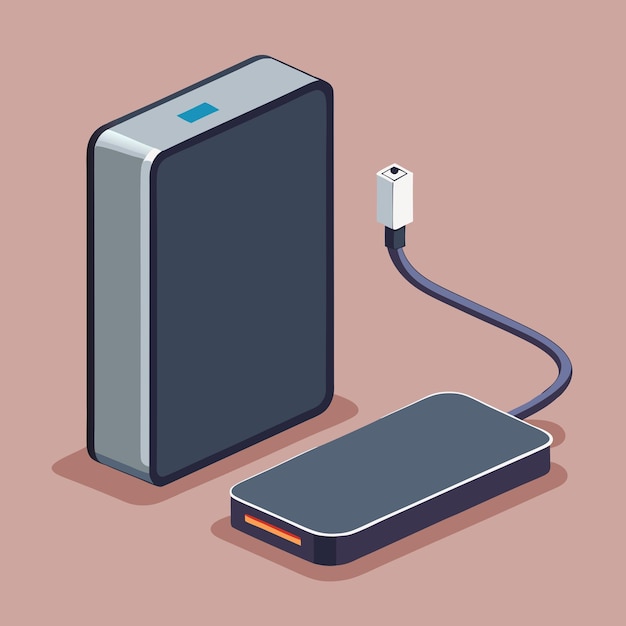 Vector illustration of a compact highcapacity power bank