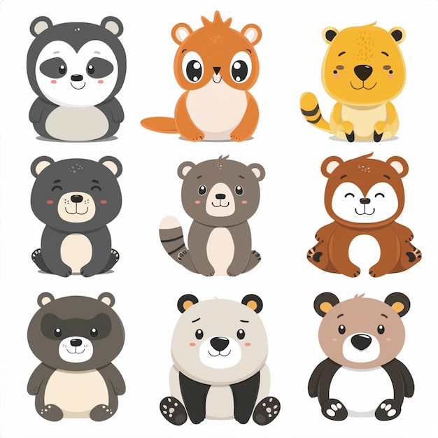 Vector illustration cute animal cartoon vector design baby character background print collection