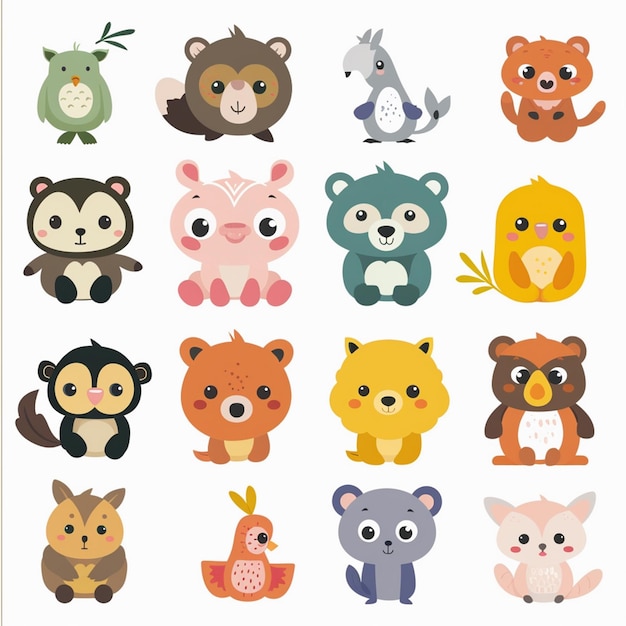 Vector illustration cute animal cartoon vector design baby character background print collection