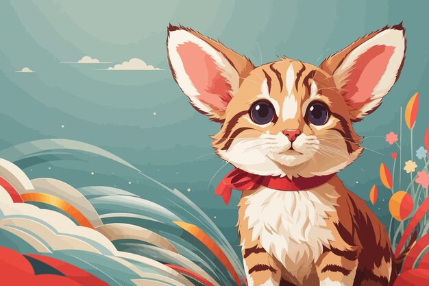 Vector illustration of cute cat cartoon