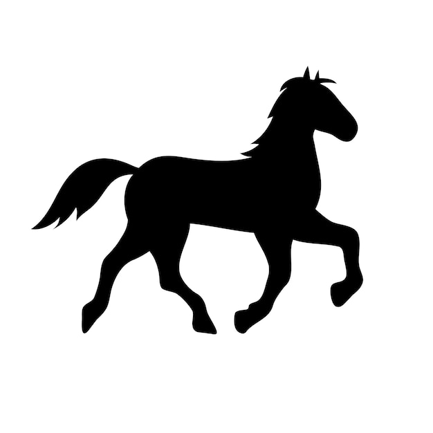 Vector illustration drawing of a horse black silhouette of a running horse image of a mare isolated on white background vector graphics