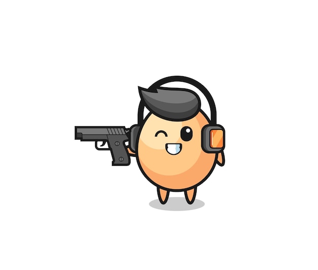 Vector illustration of egg cartoon doing shooting range