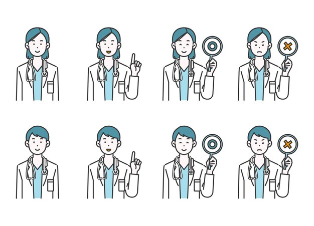 Vector illustration of a female doctor and a male doctor