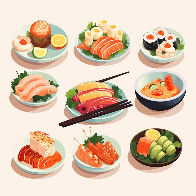 Vector illustration food japanese asian japan vector asia cuisine design sushi meal cartoon res