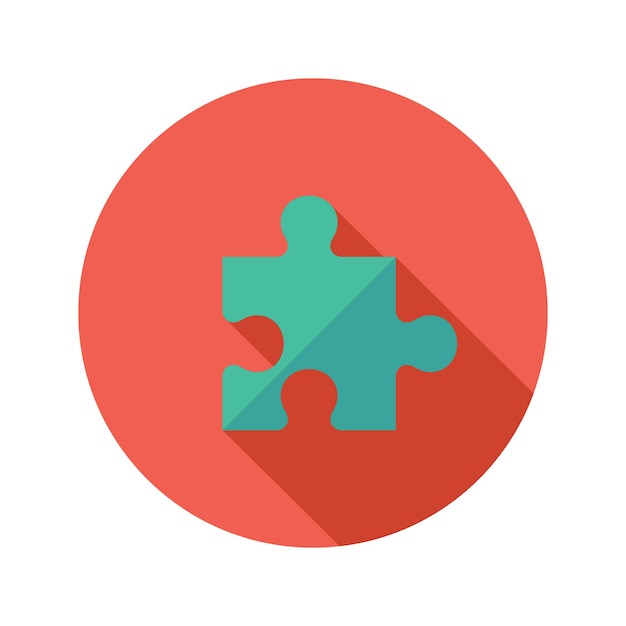 Illustration of Green Puzzle Flat Icon over Red