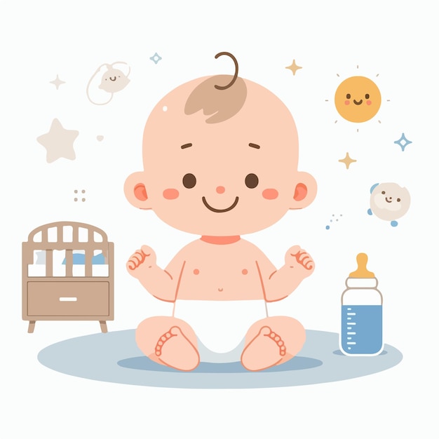 Vector illustration of a happy baby in a flat design style