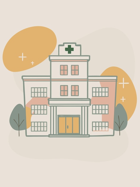 Vector an illustration of a hospital with a green stethoscope on it