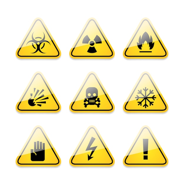 Illustration icons warning signs of danger, format EPS 10