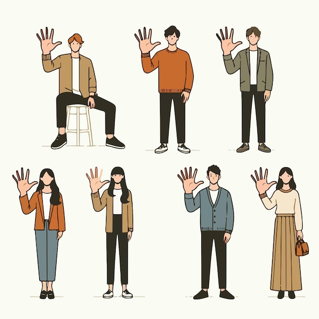 Vector illustration image set of people confused and want to ask