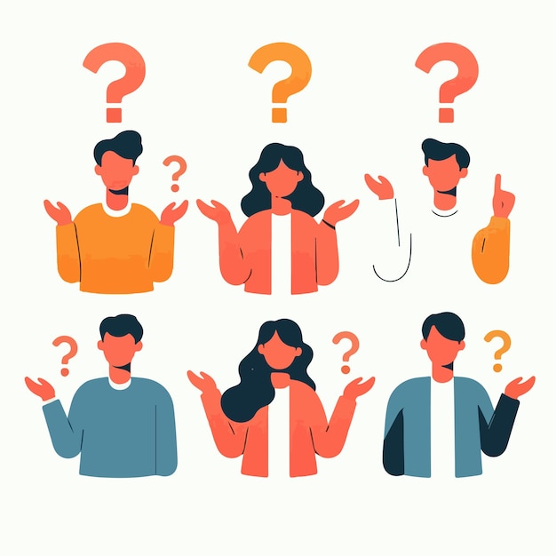 Vector illustration image set of people confused and want to ask