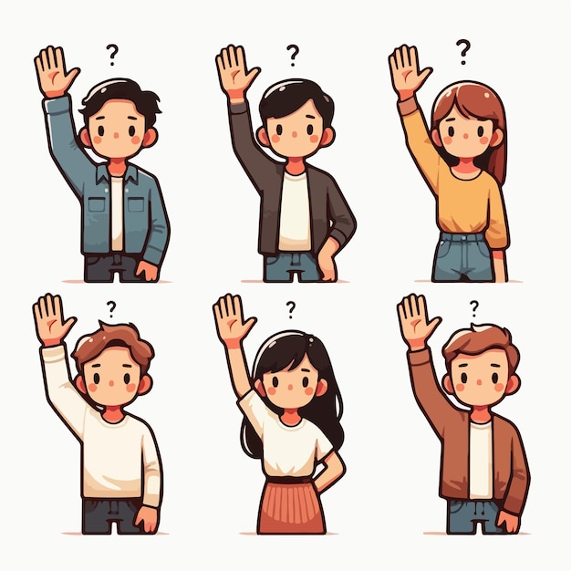 Vector illustration image set of people confused and want to ask