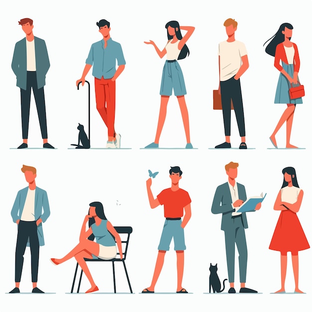 Vector illustration image set of people confused and want to ask