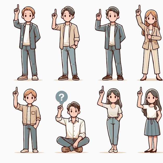 Vector illustration image set of people confused and want to ask