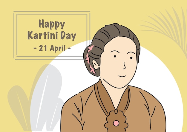 An illustration of Kartini Indonesian Woman Wearing Traditional Dress