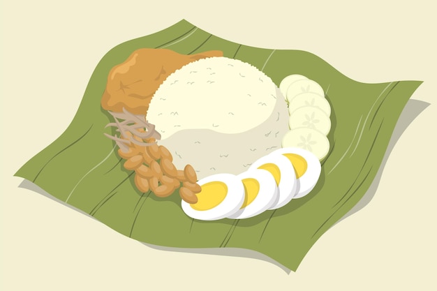 Illustration of nasi lemak in vector design