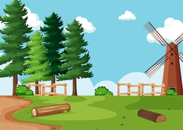 Illustration of nature farm scenery