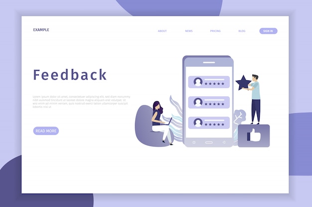 Illustration performance ratings for landing page