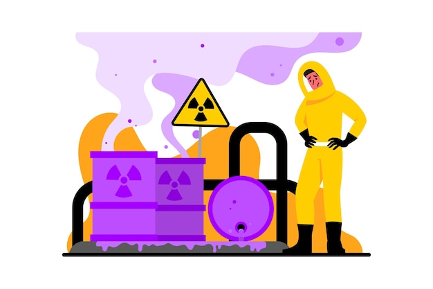 Vector illustration of a pile of hazardous waste barrels