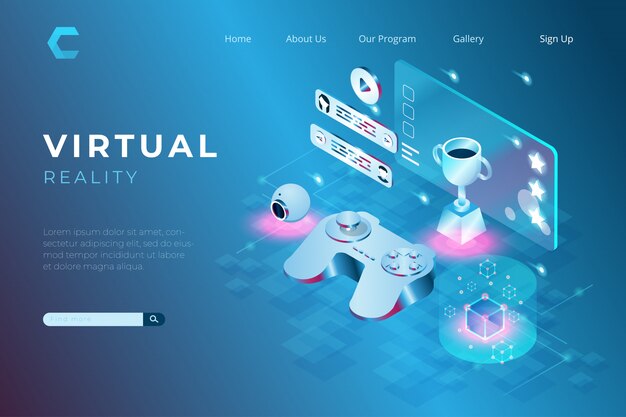 Vector illustration of playing a game with virtual reality technology in isometric style