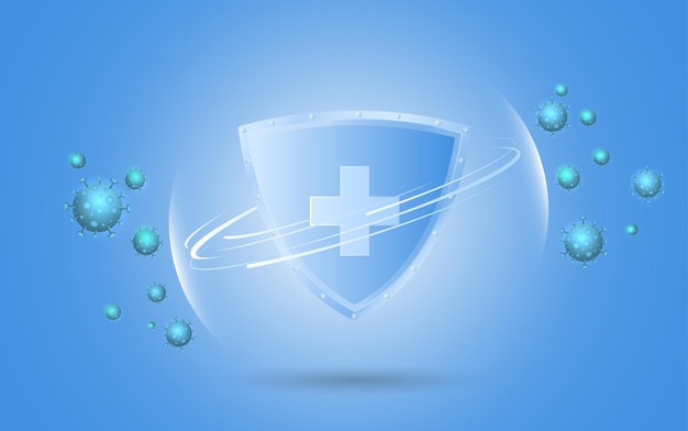 Illustration of a shield protects from virus