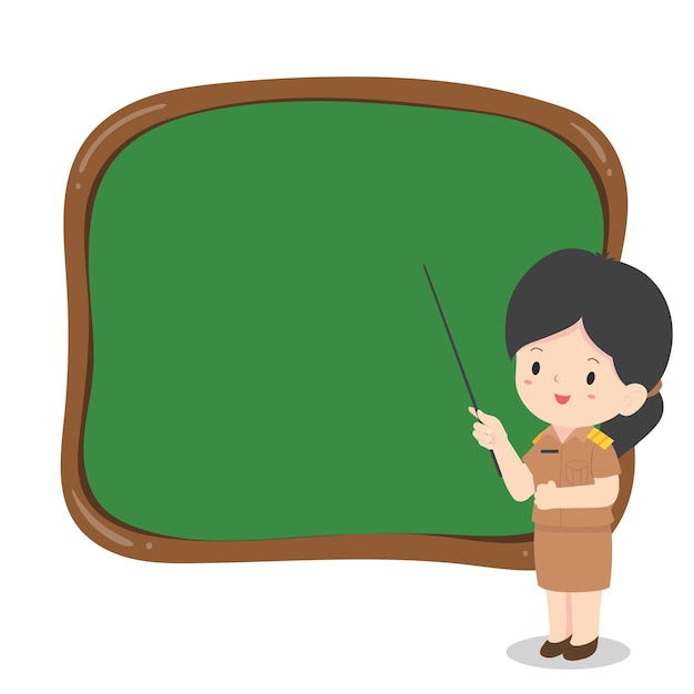 Illustration of a teacher is teaching in front of the blackboard