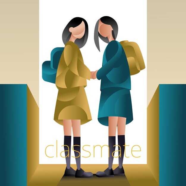 Illustration of two girls who have called a classmate