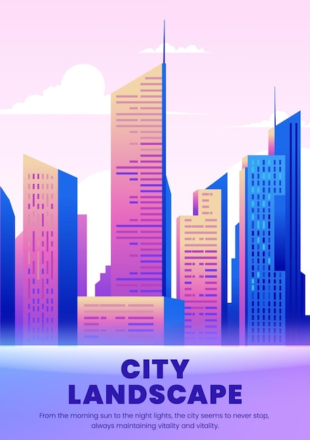 Vector illustration of urban landscape with urban buildings as background