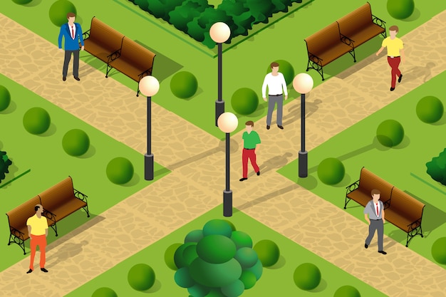 Illustration of an urban park