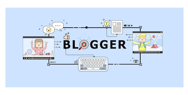 Vector illustration vector concept of blogger as concept  on banner