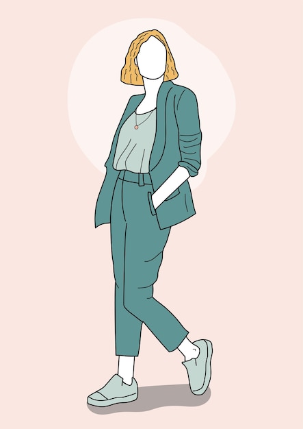 illustration of woman in office wear.