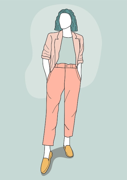 illustration of woman in office wear.