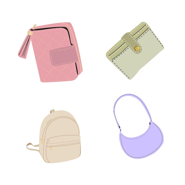 Vector illustration of women39s bags and women39s wallets