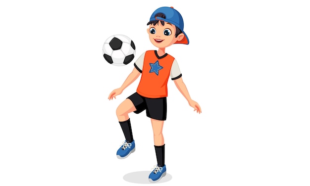 Illustration of young soccer player boy