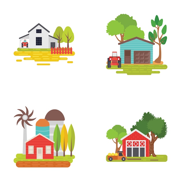 Illustrations set of Farms