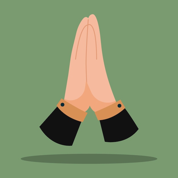 The image is a hand gesture that represents a prayer