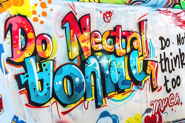 Vector image of the text do notpectral think too much colorful graffiti style on white background ar 32 job id cb570c45d67a4af79d7c61bedd3e6a54