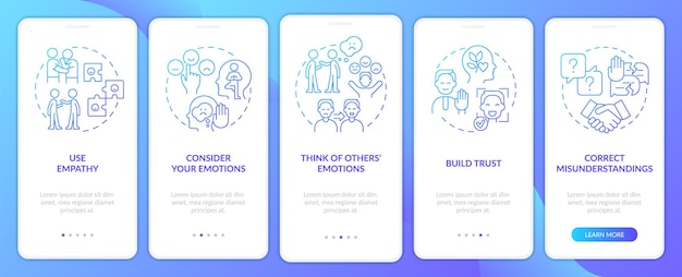 Improving emotional awareness blue gradient onboarding mobile app screen