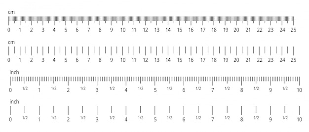 Inch and metric rulers 