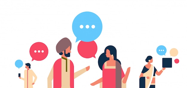 indian people chat bubbles communication banner