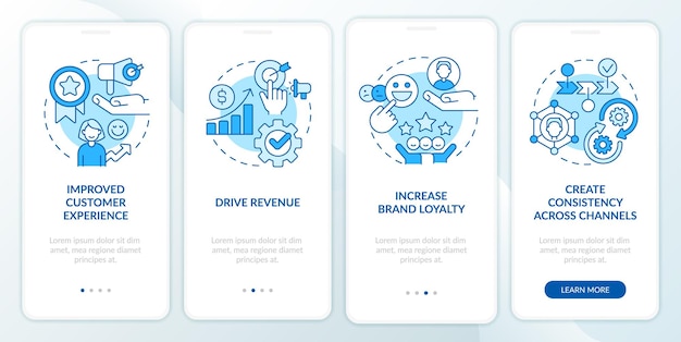 Individual marketing benefits blue onboarding mobile app screen