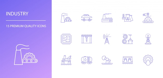 Industry line icons set