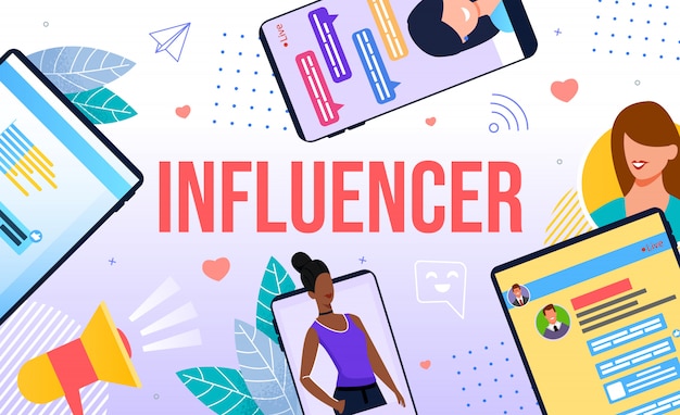 Vector influencer marketing illustration