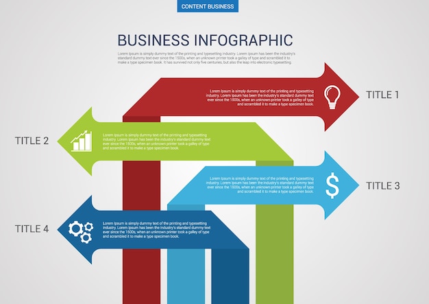 Vector infograhpic business presentation slide template with arrow diagram.