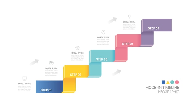 Vector infographic 5 steps ladder to success growth template business process vector illustration