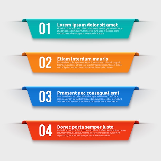 Vector infographic banners. color labels with steps and options  set