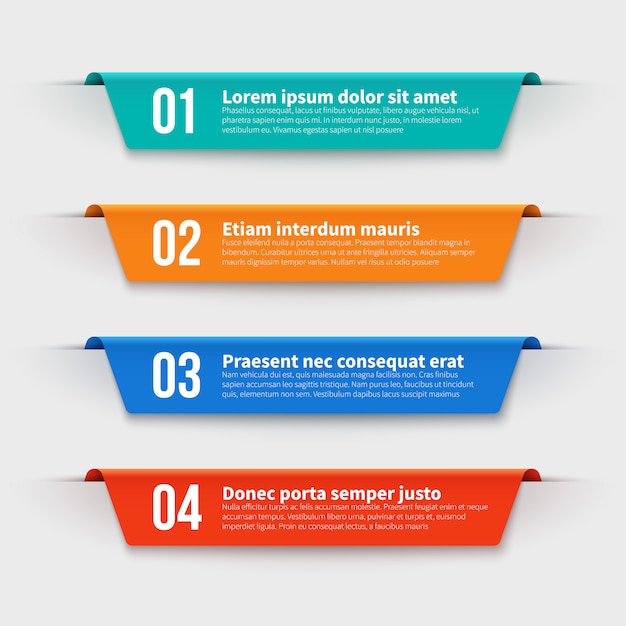 Infographic banners. Color labels with steps and options  set