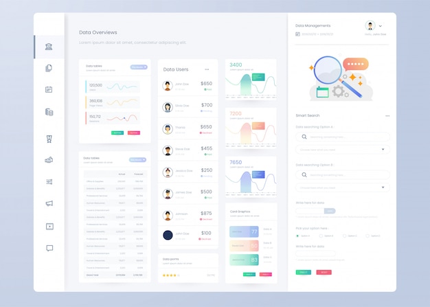 Infographic dashboard panel template for UI UX design